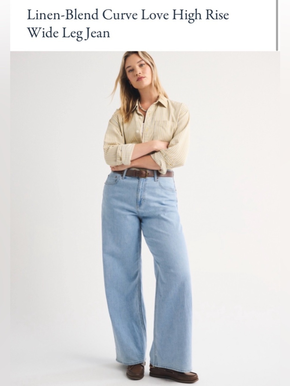 Abercrombie Curve Love Linen-Blend High Rise Wide Leg Jean - Size 29 Regular